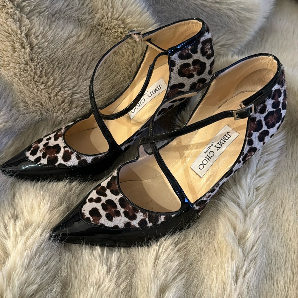 Jimmy achoo black leopard heels